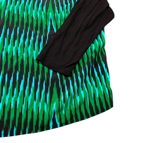Michael Kors Top Womens 3X Green Black Abstract Ikat Print Boho Artsy Blouse - Picture 4 of 10